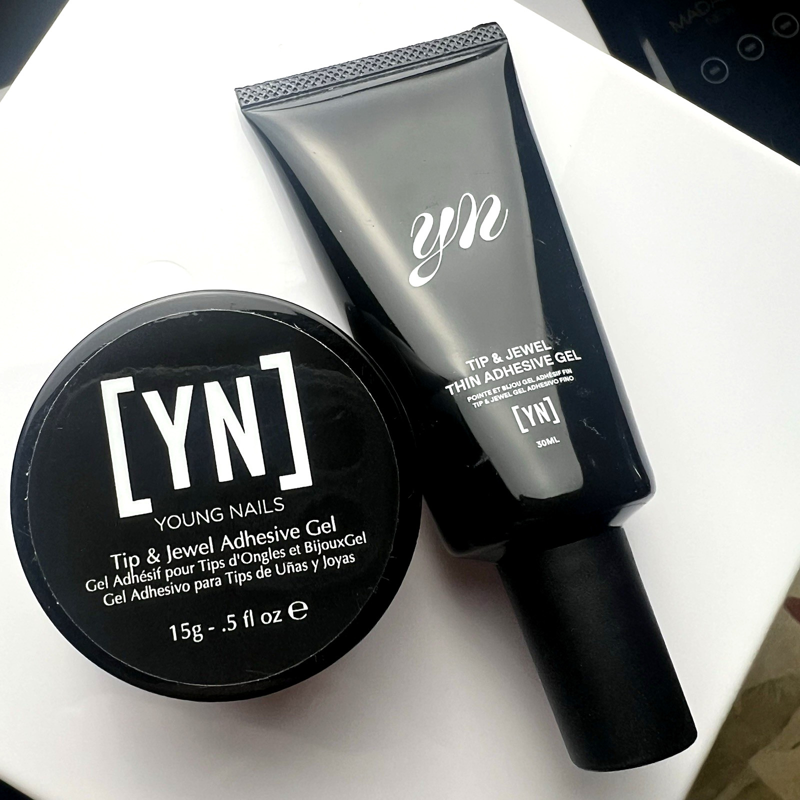 Young Nails Tip & Jewel Adhesive Gel Bundle – Thin 30ml and 15g