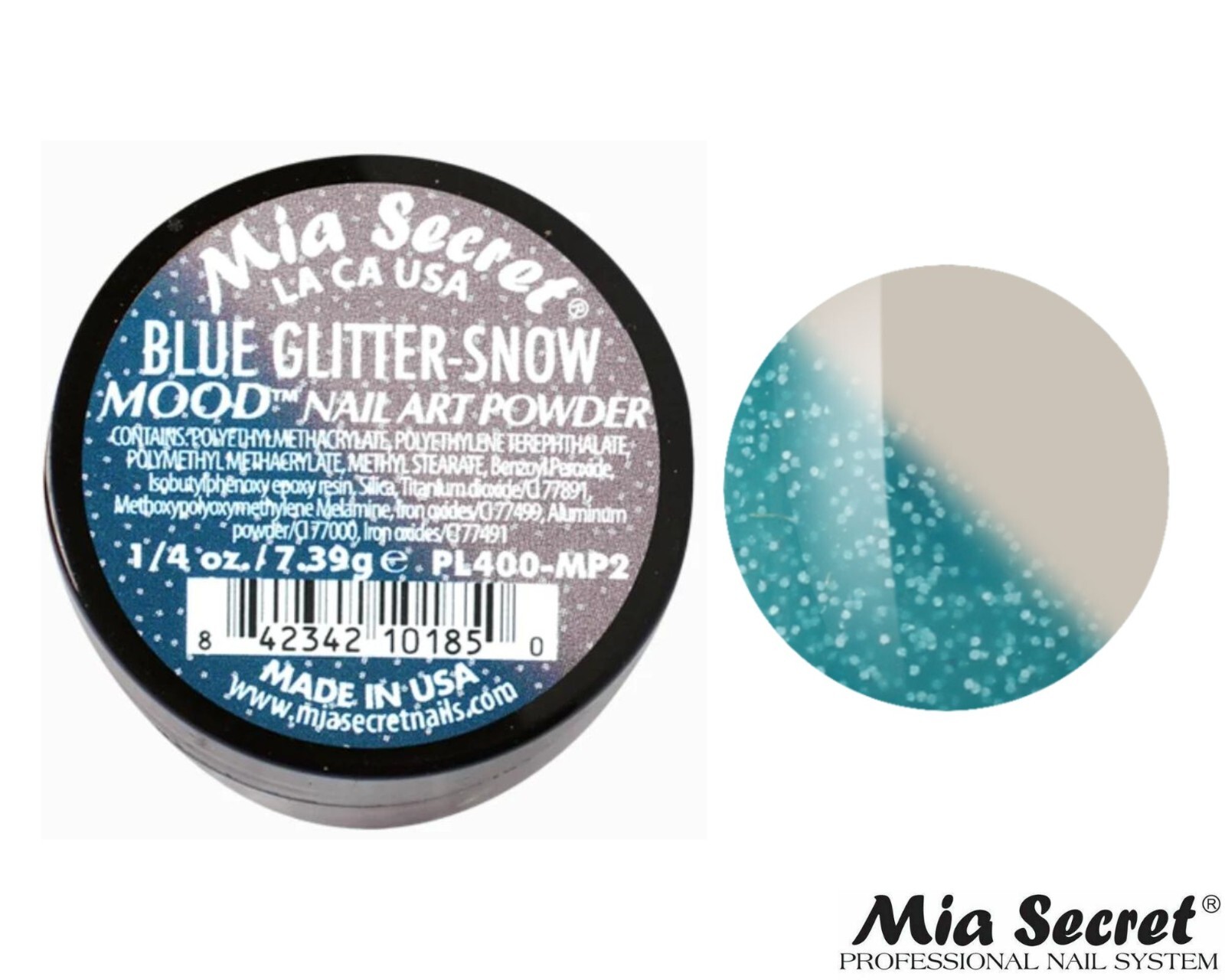 Mia Secret Nail Art Powder Mood Collection (BLUE GLITTER SNOW) 1/4oz