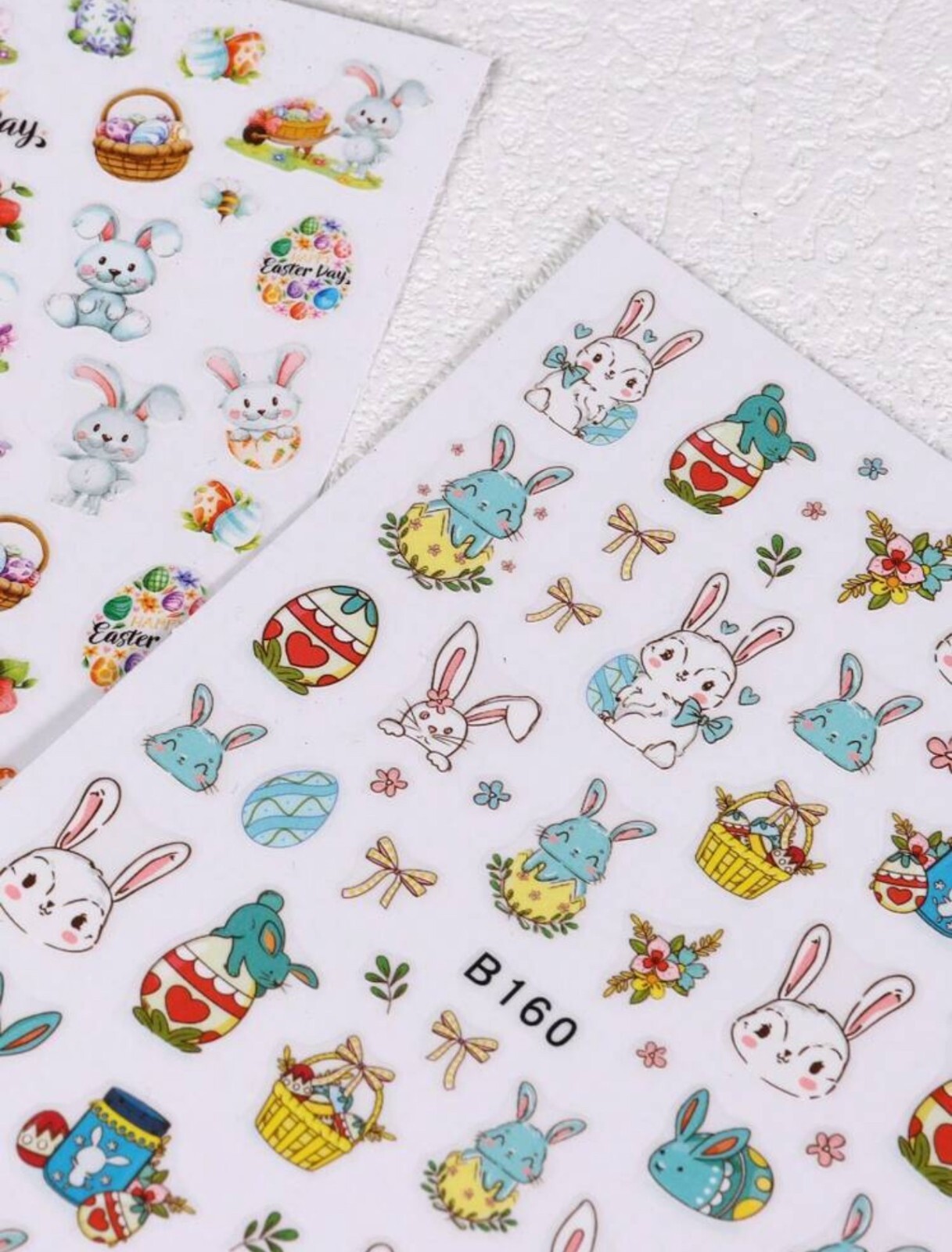 Easter Bunny Nail Art Stickers Transfers Cute Rabbit Eggs Spring Flowers Cartoon