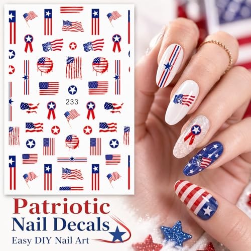 Set of 8 Patriotic 4th of July Nail Stickers