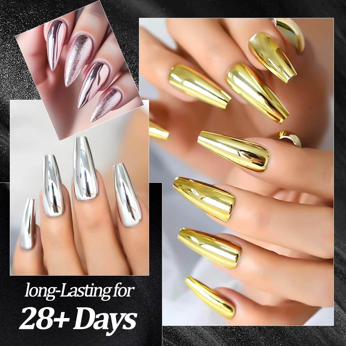 12 Colors Chrome Nail Powder Kit – Holographic Metallic Glitter for Nail Art & D