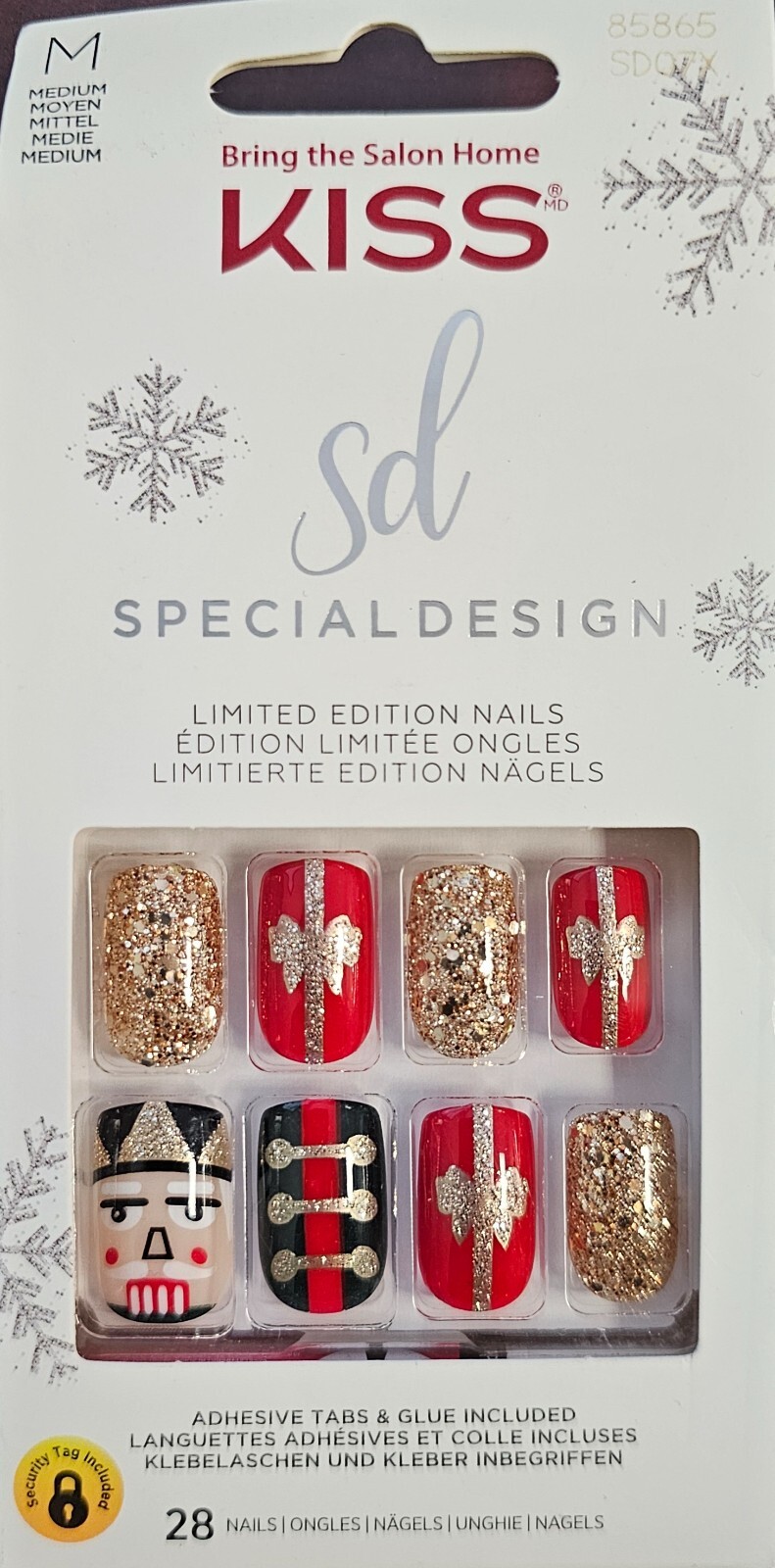 B2G2 FREE KISS Special Design LE Holiday/Christmas Nails Holly, Snow, Nutcracker
