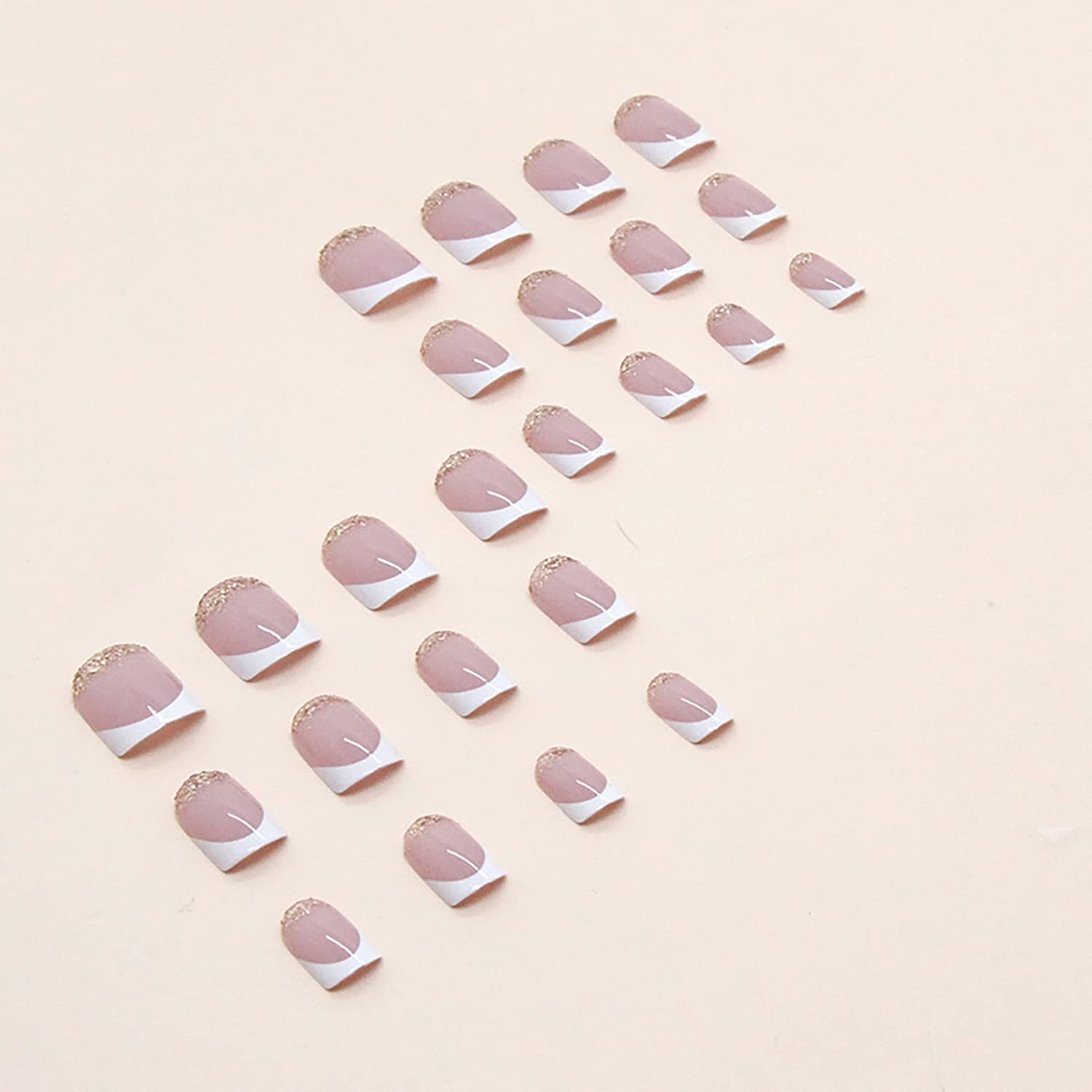 Press on Nails Short Length Coffin Shape, 24Pcs Full Cover Reusable Glossy Sq…
