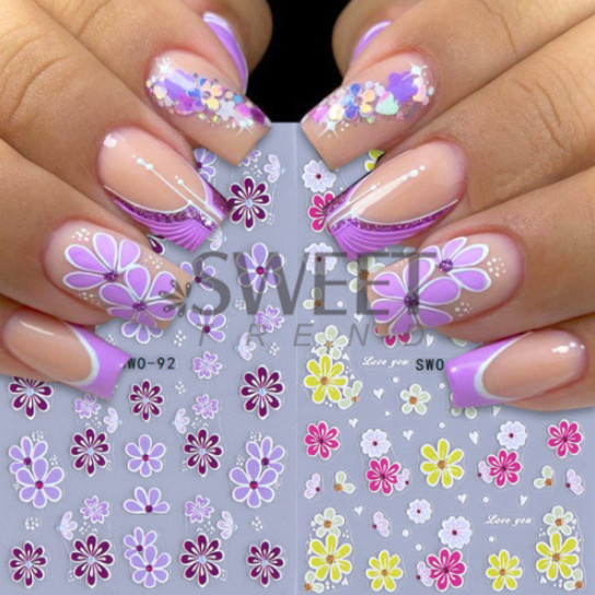 5D Embossed Camellia Floral Flowers Heart Nail Art Stickers Decals DIY NS52