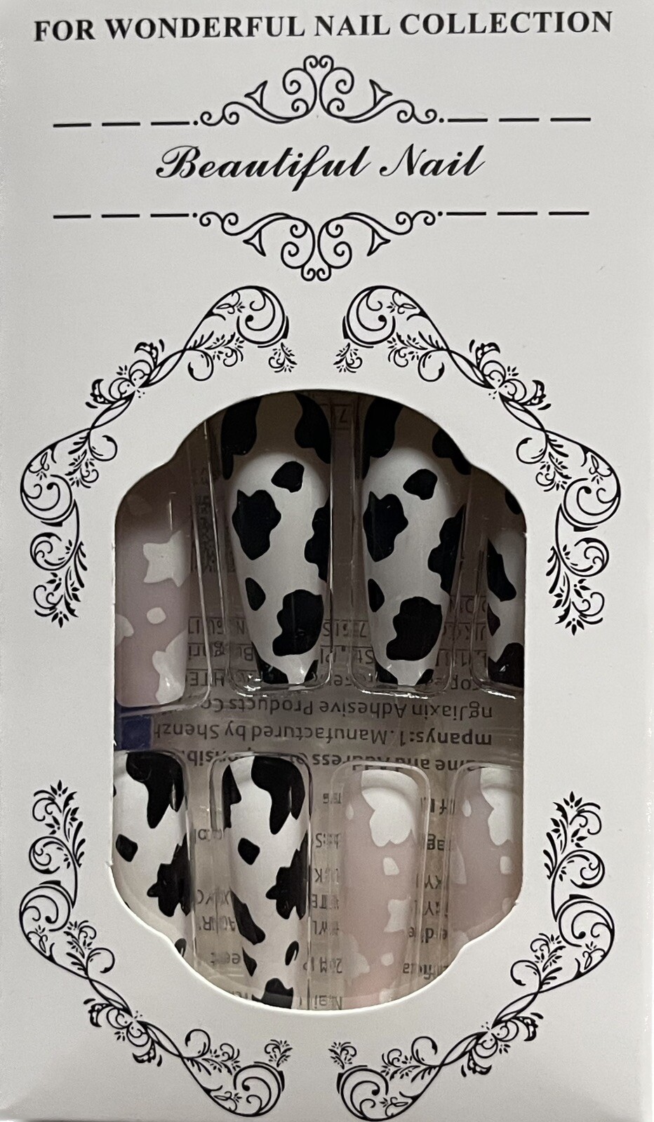 Pink White And Black Cow Print Press On Nails| Pink Cow Print Nails| 24 PCs