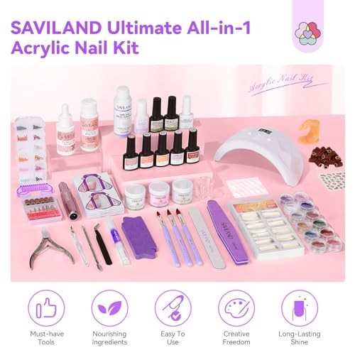 Acrylic Nail Kit for Beginners – All-in-1 Set with EMA Monomer, Nail Drill & UV