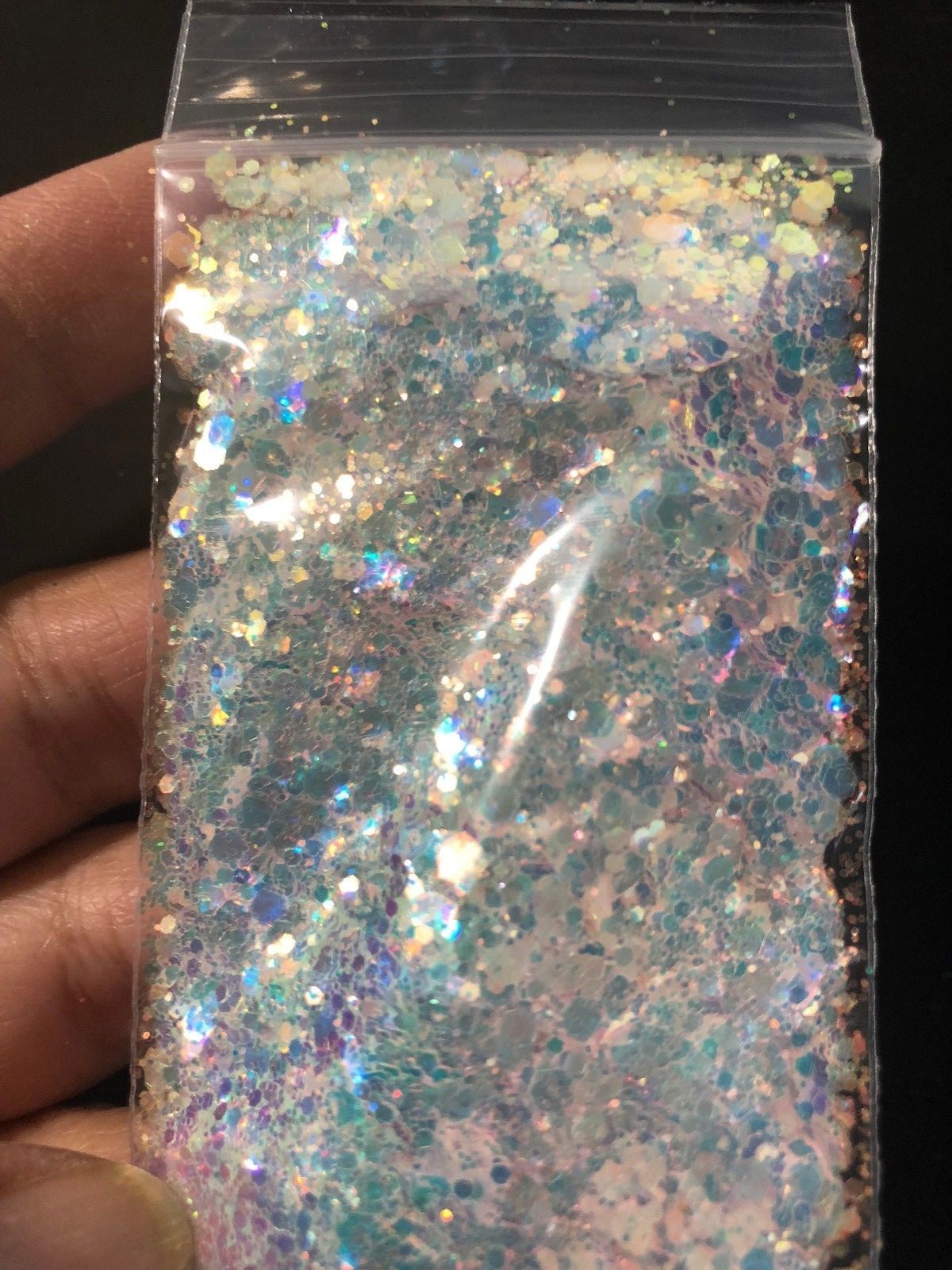 Highly Reflective MIXED SIZES HEXAGON Solvent Resistant Nail Acrylic Glitter 50g