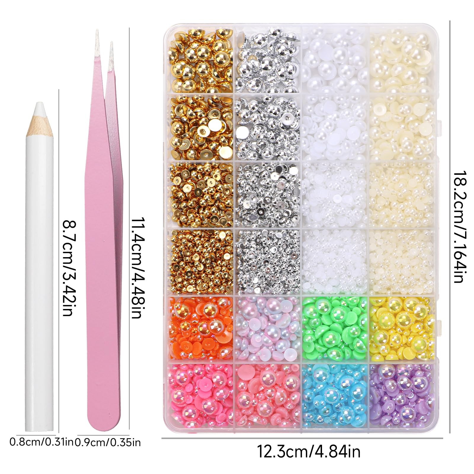 9000Pcs Flatback Pearls for Crafting, Gold Silver White Beige Nail Half Pearl…