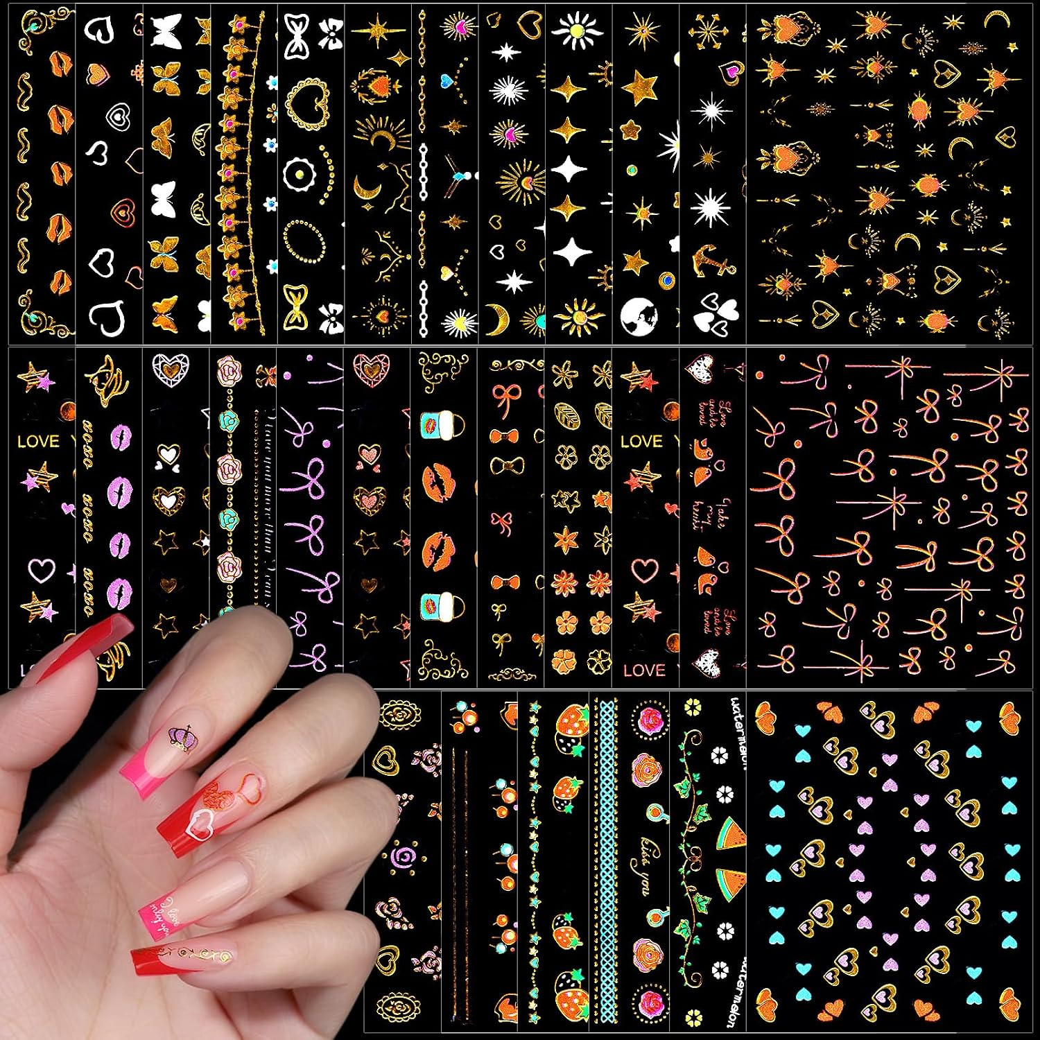 Nail Stickers for Girls, 30 Sheets Cute Kids Nail Stickers for Nail Art, Self-Ad