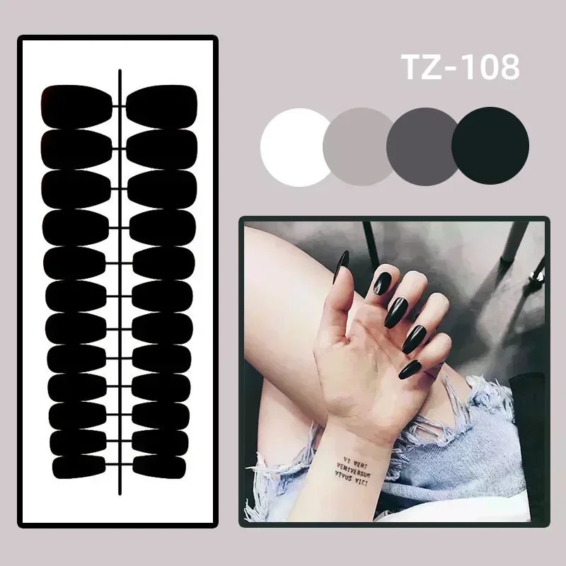 24Pcs Simple Square Head Fake Nail with Nude Design White Gradient French Press