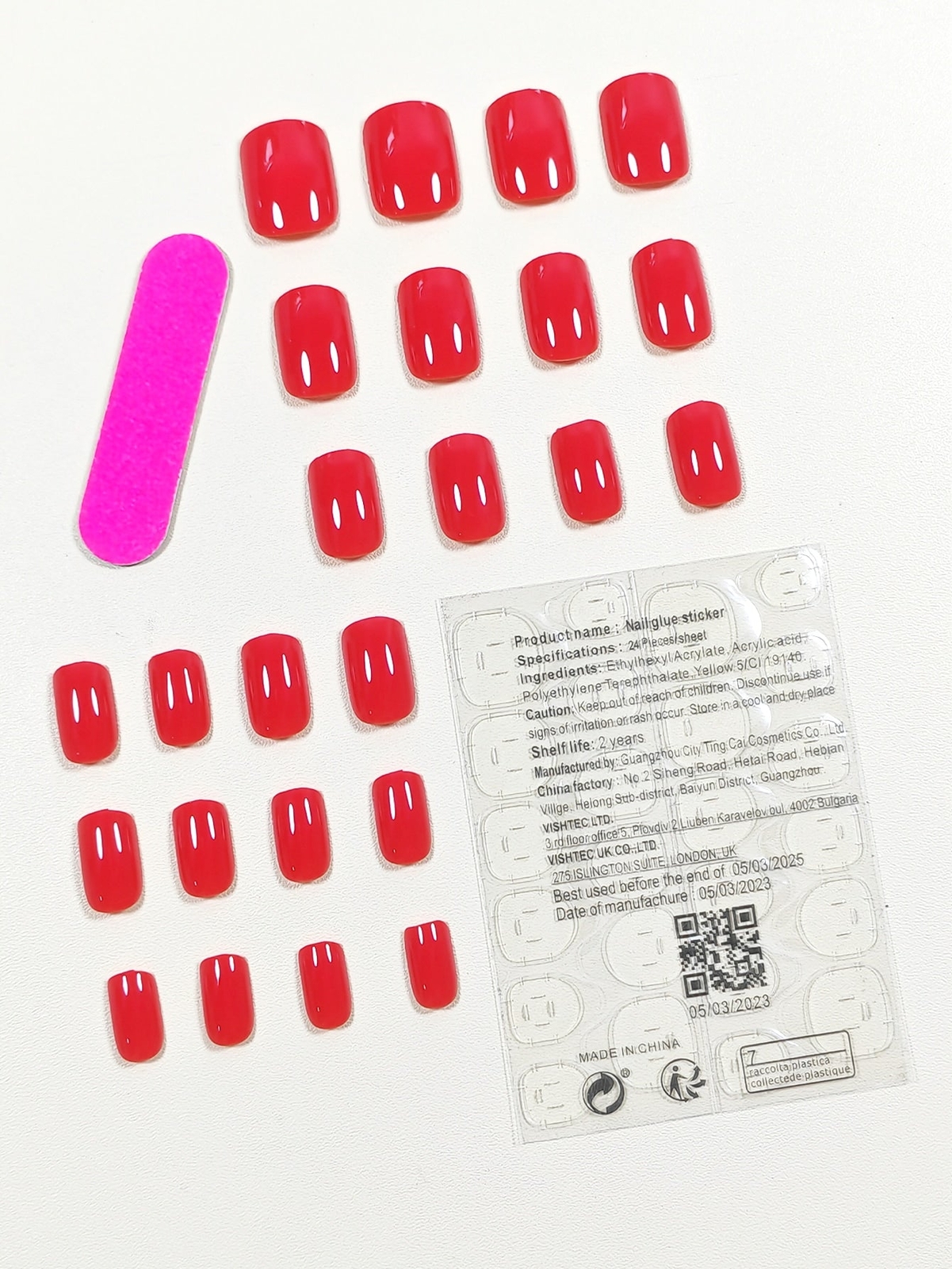 24pcs Short Square Classic Red Fake Nails False Nails Press On Nails Glue On