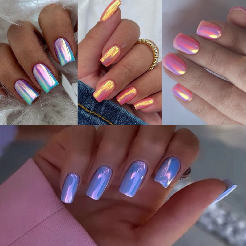 96pcs/4Pack Press On Nails Shimmer False Nails Full Cover For Daily Party Wear