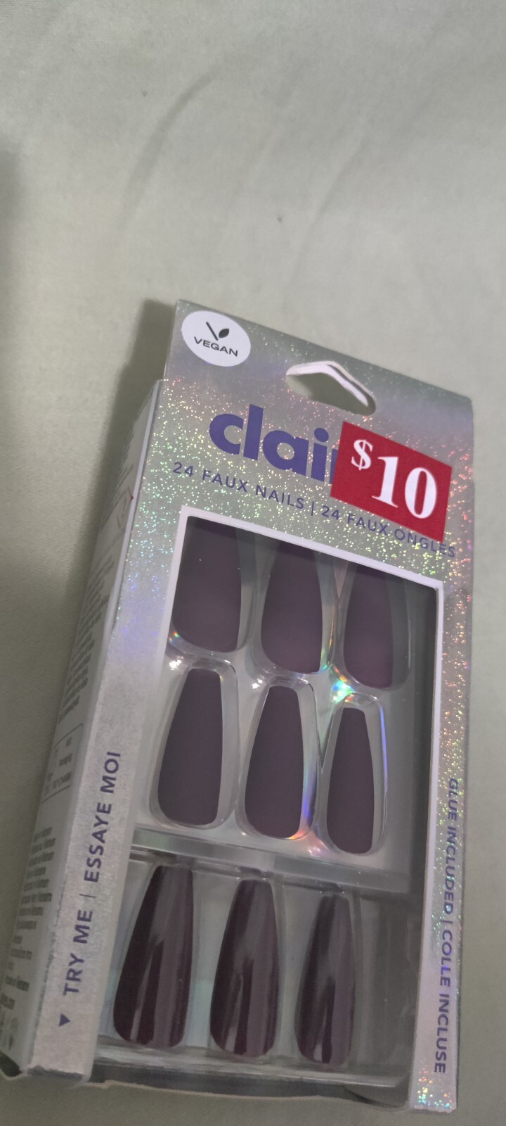 24pcs Claire’s Fake Press On Nails False Nails Glue On Nail Vegan Purple Matte