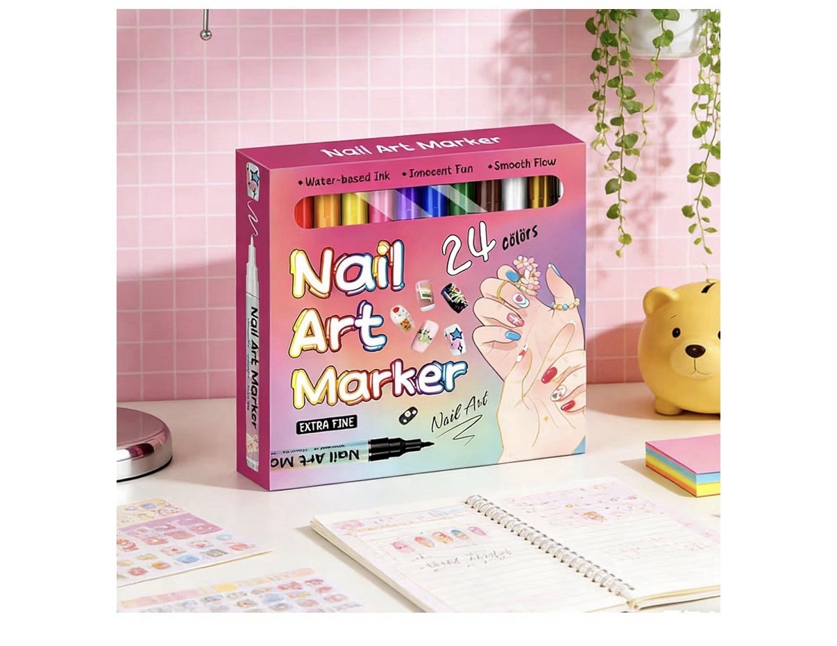 24 Colors Nail Art Pens Set Nail Art Marker Pen DIY Nail Painting Set