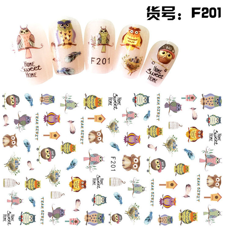 Nail Art Stickers Decal Animal Owl Birds Deer Cat Kitten Flower Rabbit NS51