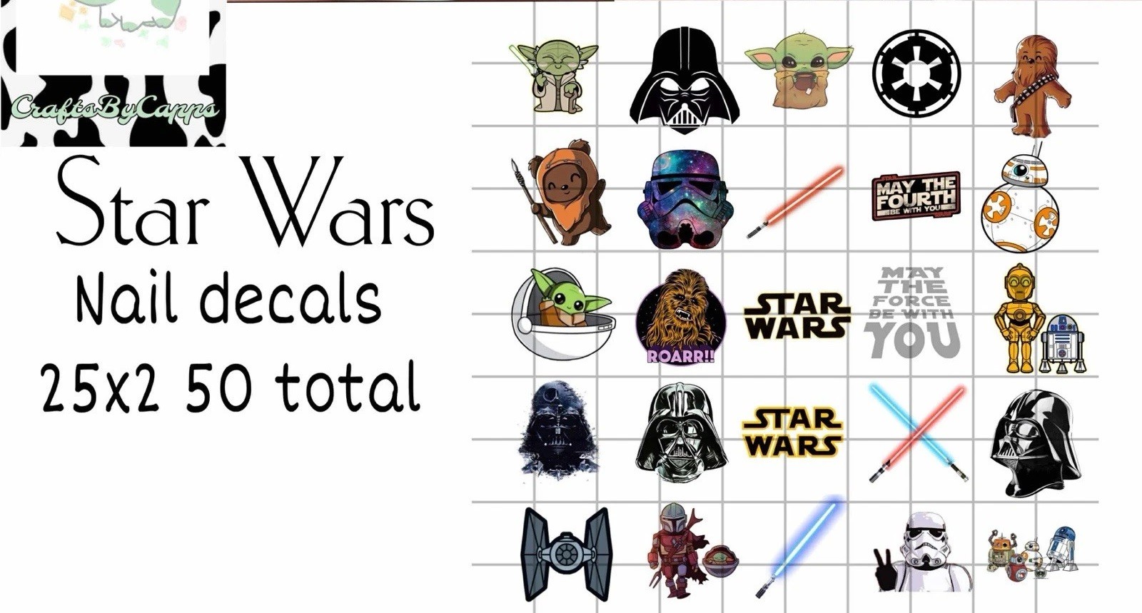 Star Wars Waterslide Nail Art Decals Set Of 50 Instructions & Bonus KC