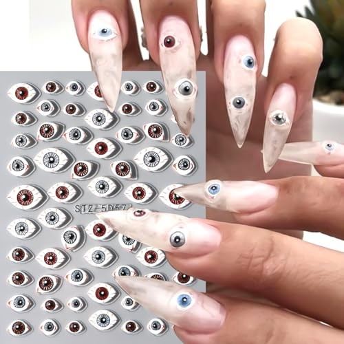 8 Sheets Halloween Nail Stickers for Nail Art 5D Self-Adhesive Nail Decals