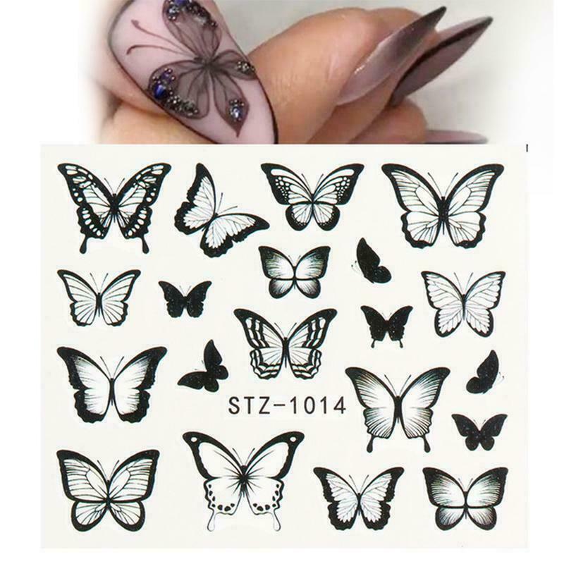 Butterfly Nail Stickers Waterproof Nail Art Design DIY Decal Pink Manicure NS12