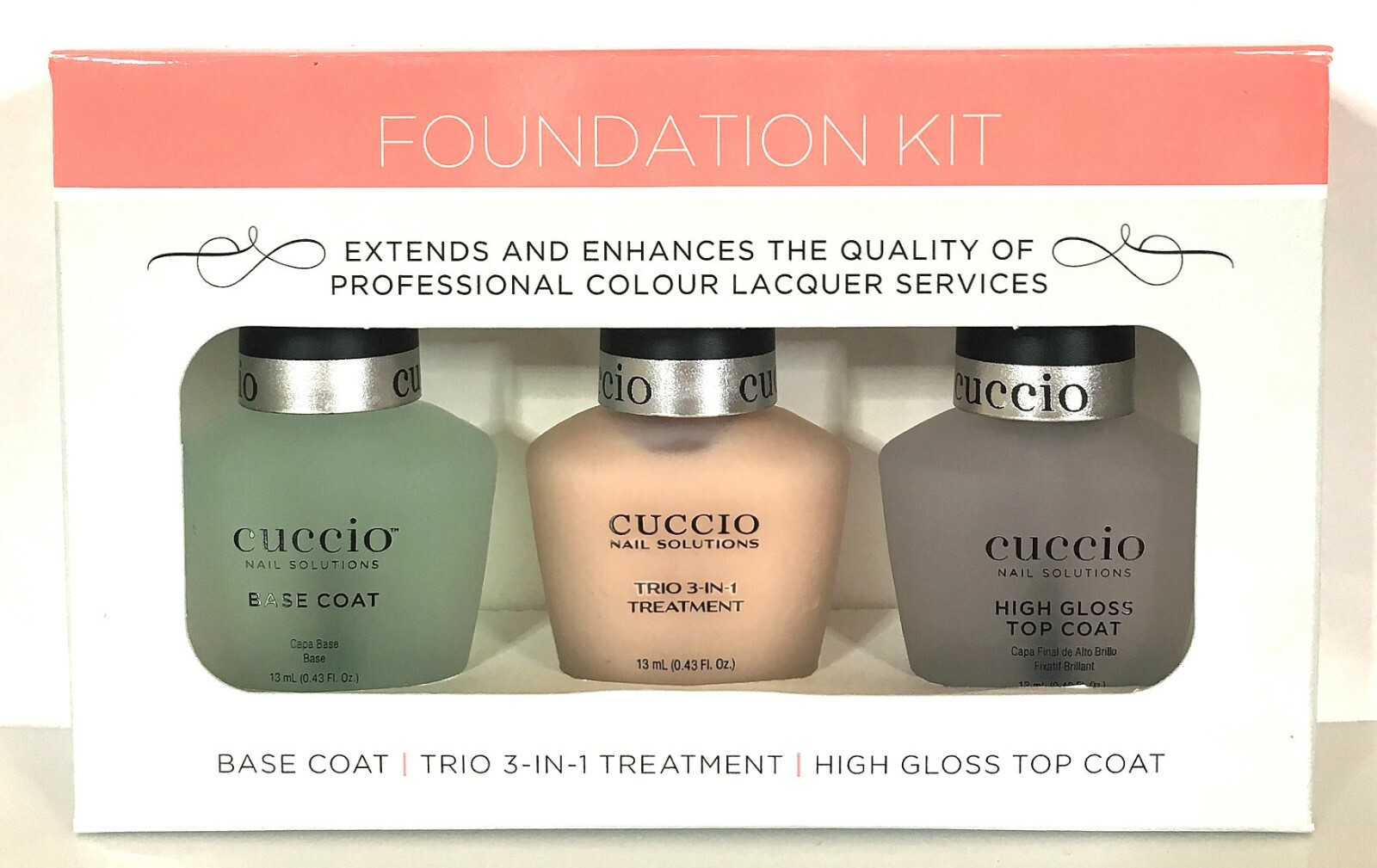 CUCCIO Nail Solution – Base Coat/Top Coat/Trio Treatment – Pick Any 0.43oz/13ml
