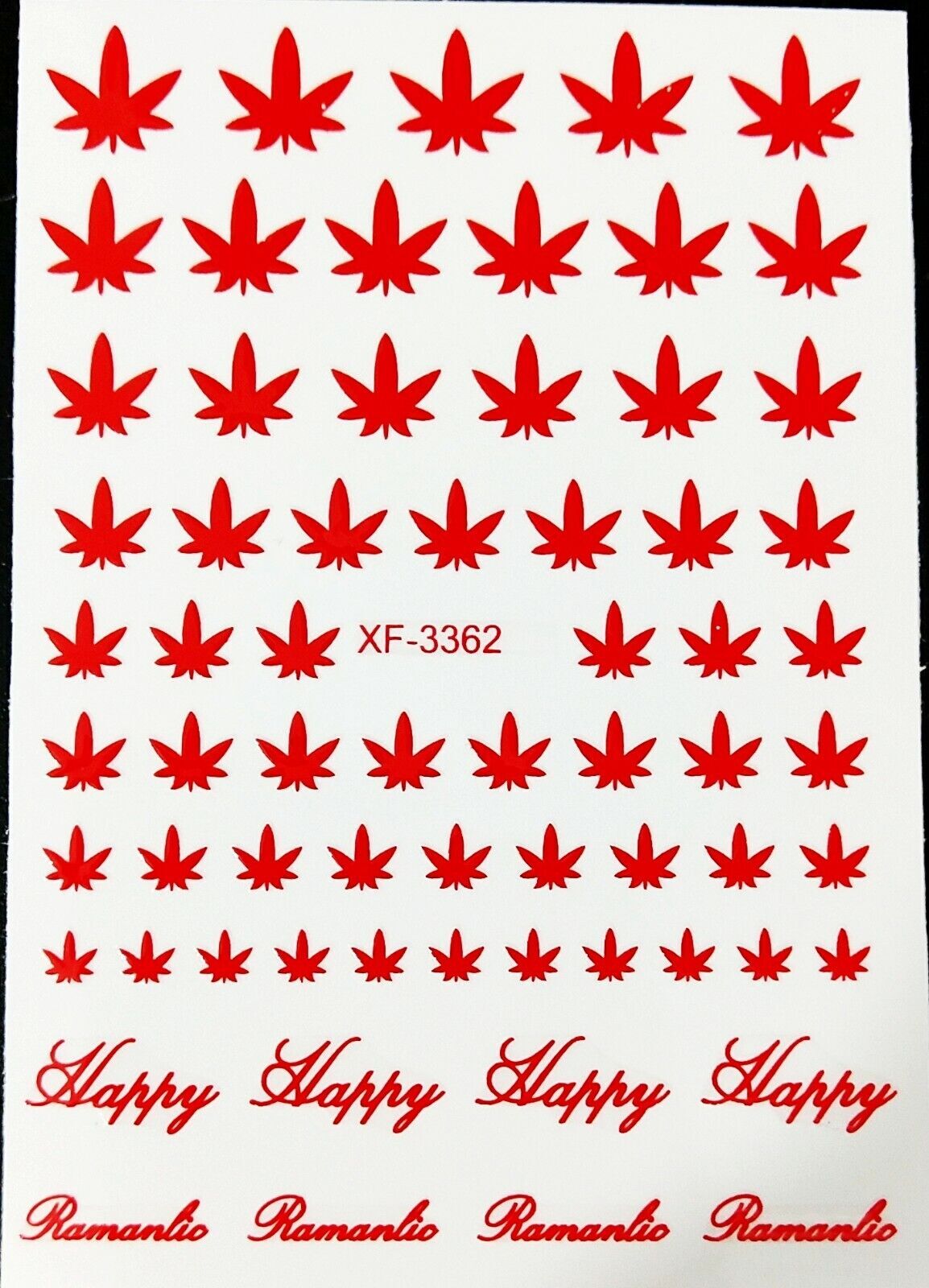 Cannabis Leaves Nails Stickers Glow In The Dark Pot Weed Marijuana Decals NH15