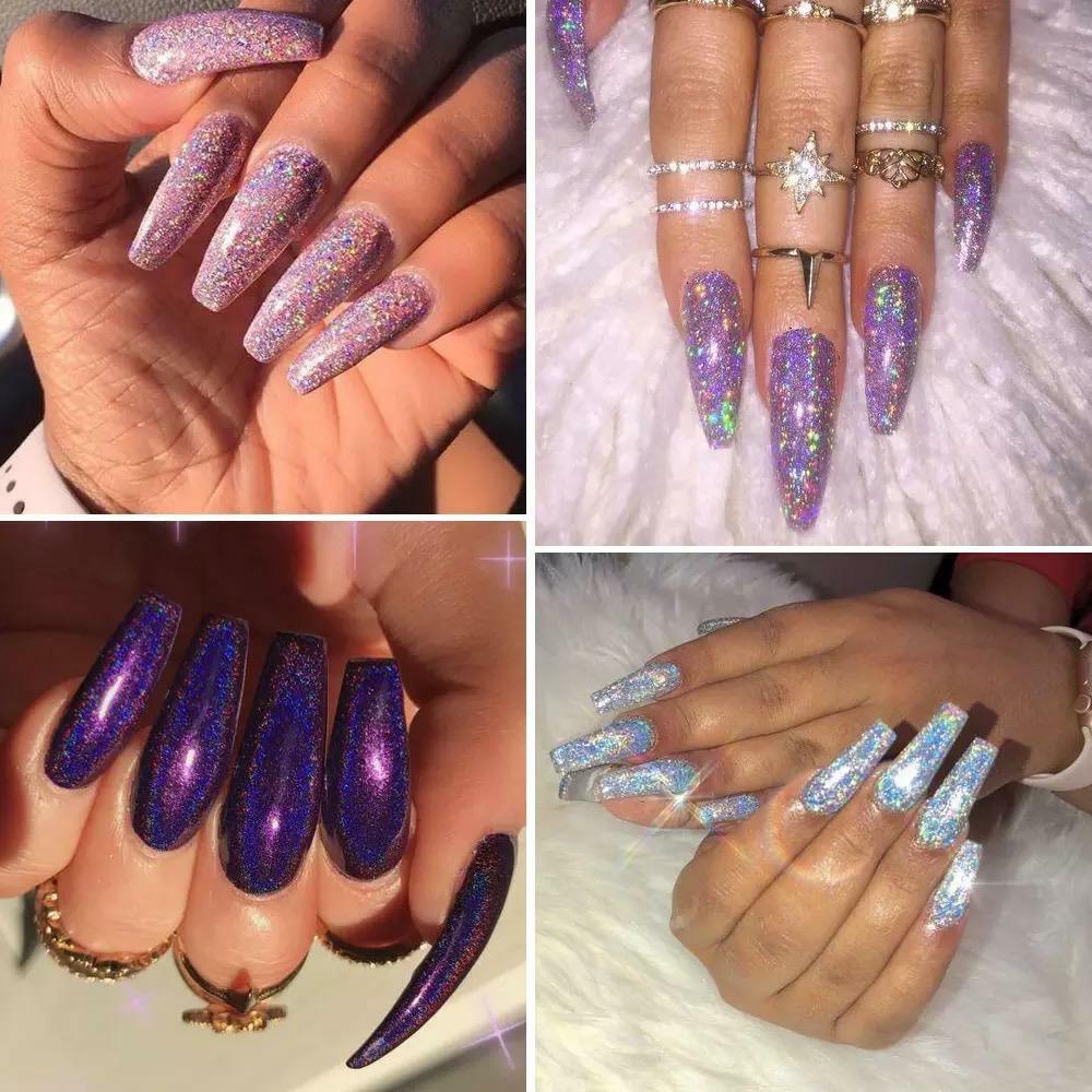 Holographic Nail Mirror Glitter Powder Dust Shimmer Mermaid Unicorn HOLO Colours