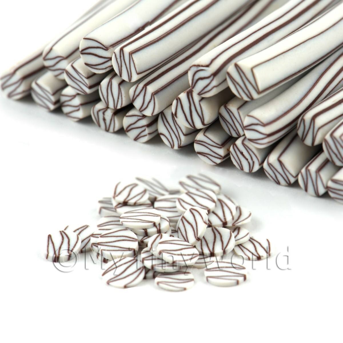 2 x Handmade White Chocolate with Milk Chocolate Ripples Nail Art Cane