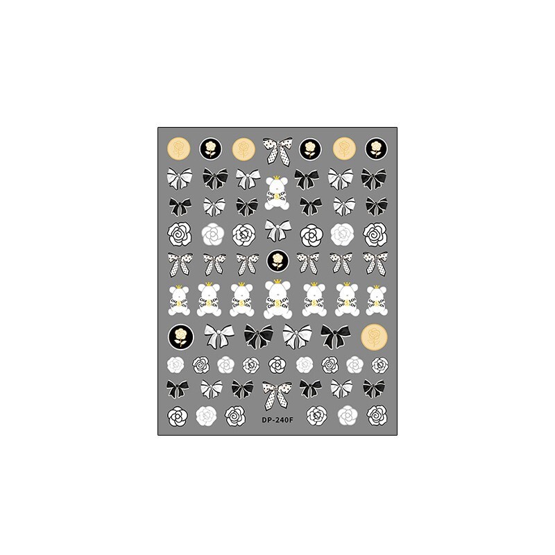 5D Gold Rose Nail Stickers, Bear Nail Decals, Flowers Nail Art Stickers(76)