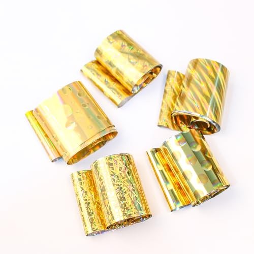 10 Rolls Gold and Silver Nail Foil Transfer Sticker Kit Laser Laser Gold Silver