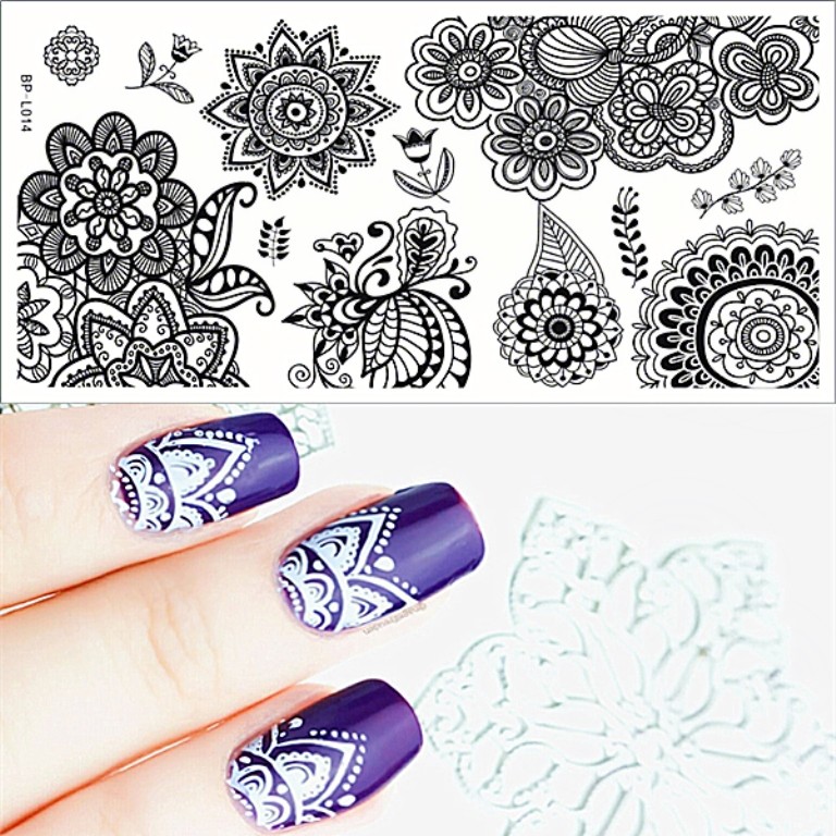 Chic Flower Theme Nail Art Stamping Manicure DIY Template Image Plate BP L014
