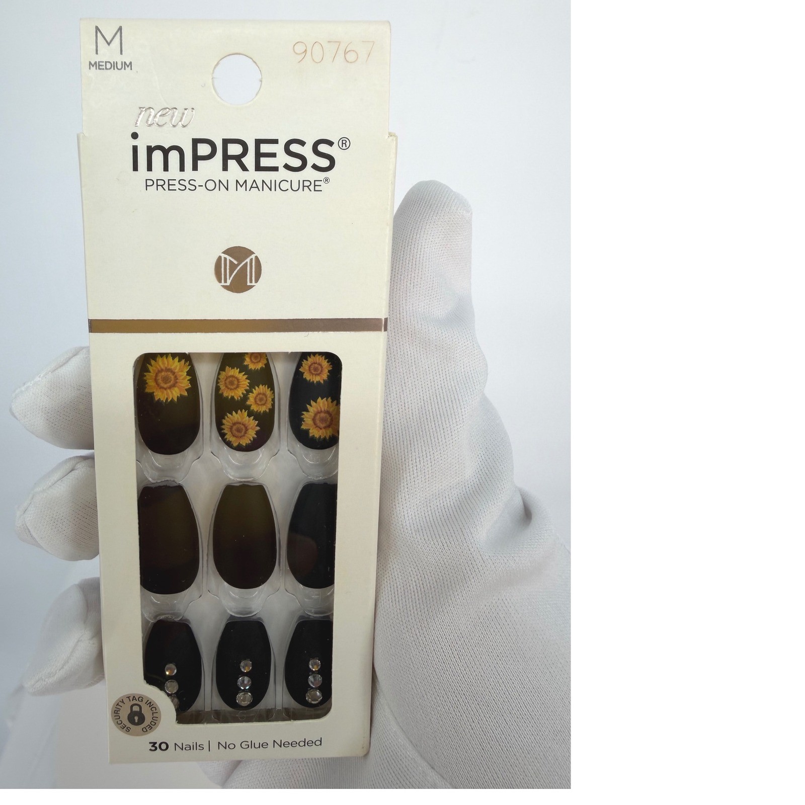 imPRESS Press On Med Nails 30 Count Festival Night Sunflower Rhinestones 93-53