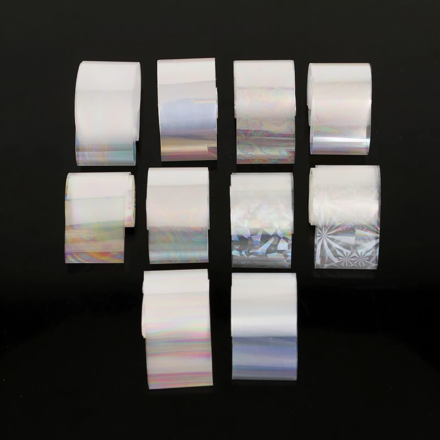 SILPECWEE 10 Rolls Neon Nail Foil for Long Acrylic Nails Holographic Nail Tra…