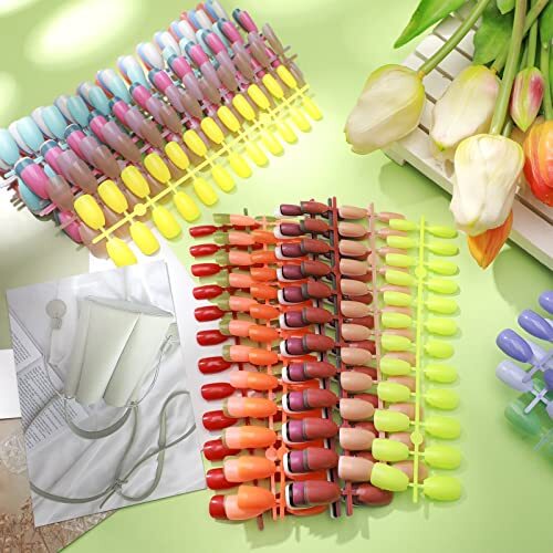 Maitys 720 Pieces 30 Sets Medium Square Nails Artificial Fake Sweet Colors