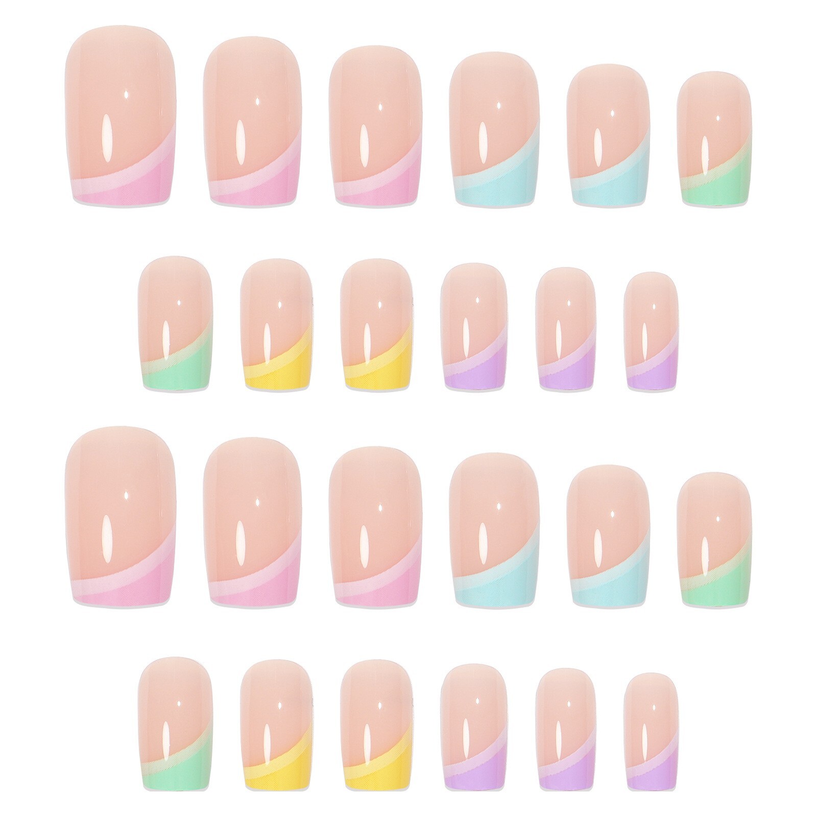 24pcs Durable Detachable Ballerina Press on Nails for Finger Nails Art Mix Color