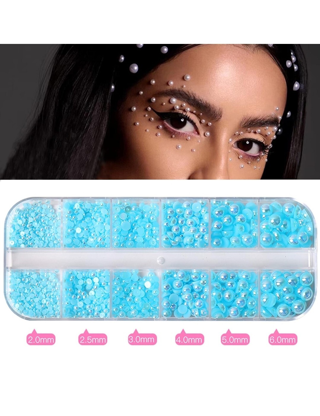 2000pcs Lake Blue Pearl Beads Rhinestones for Nail Art Design DIY Crafts Jewelry