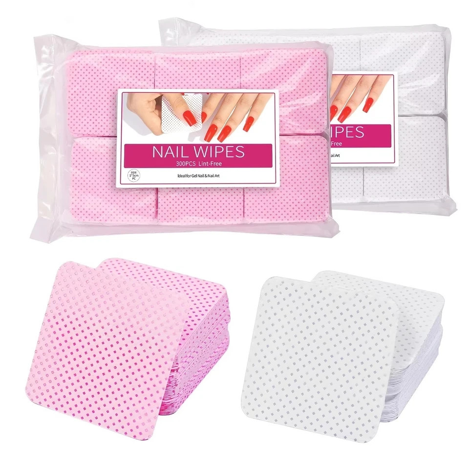 300 Pack Lint Free Nail Wipes Cotton Pads for Gel Polish Makeup Remover Prep