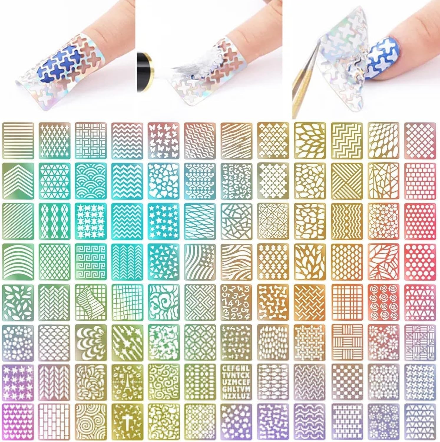 288 Designs Nail Art Stencils & Stickers Set – 24 Sheets for DIY Manicure