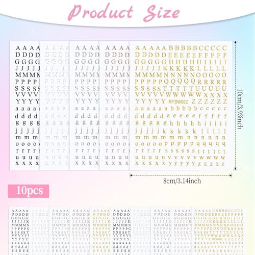 10 Sheets Letter Nail Art Stickers, Small Letter Nail Art Design Stickers,