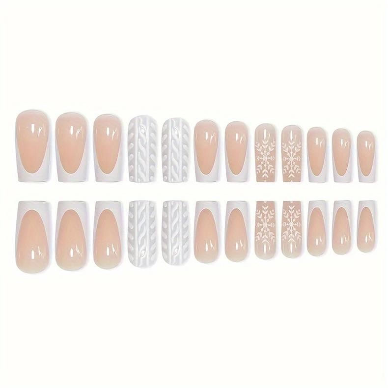 Christmas White Snowflake Medium Square Press On Nails