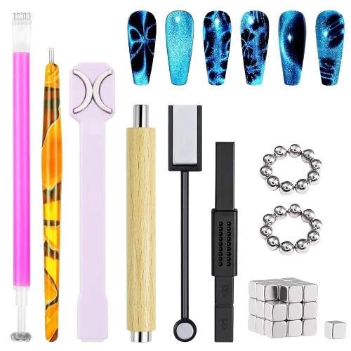 53Pcs Nail Magnet Tool Set Cat Eye Gel Nail Polish Magnet Wand Magnetic Nail Pol