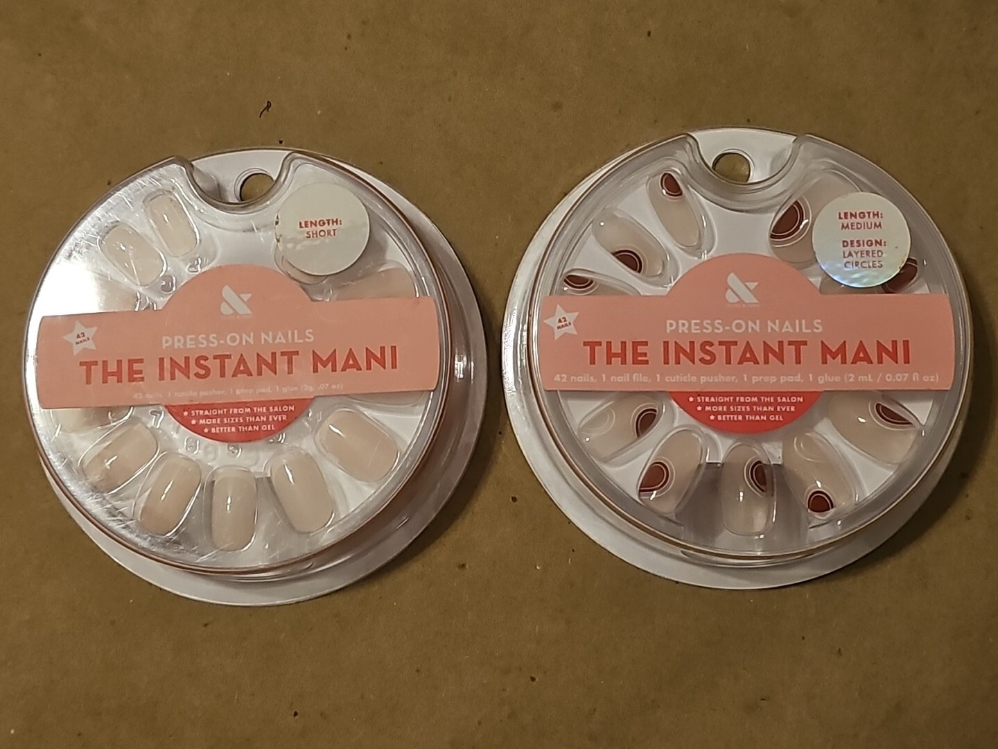Instant Mani Short And Medium Length Layered Circles Press On Nails 42 Ct x 2