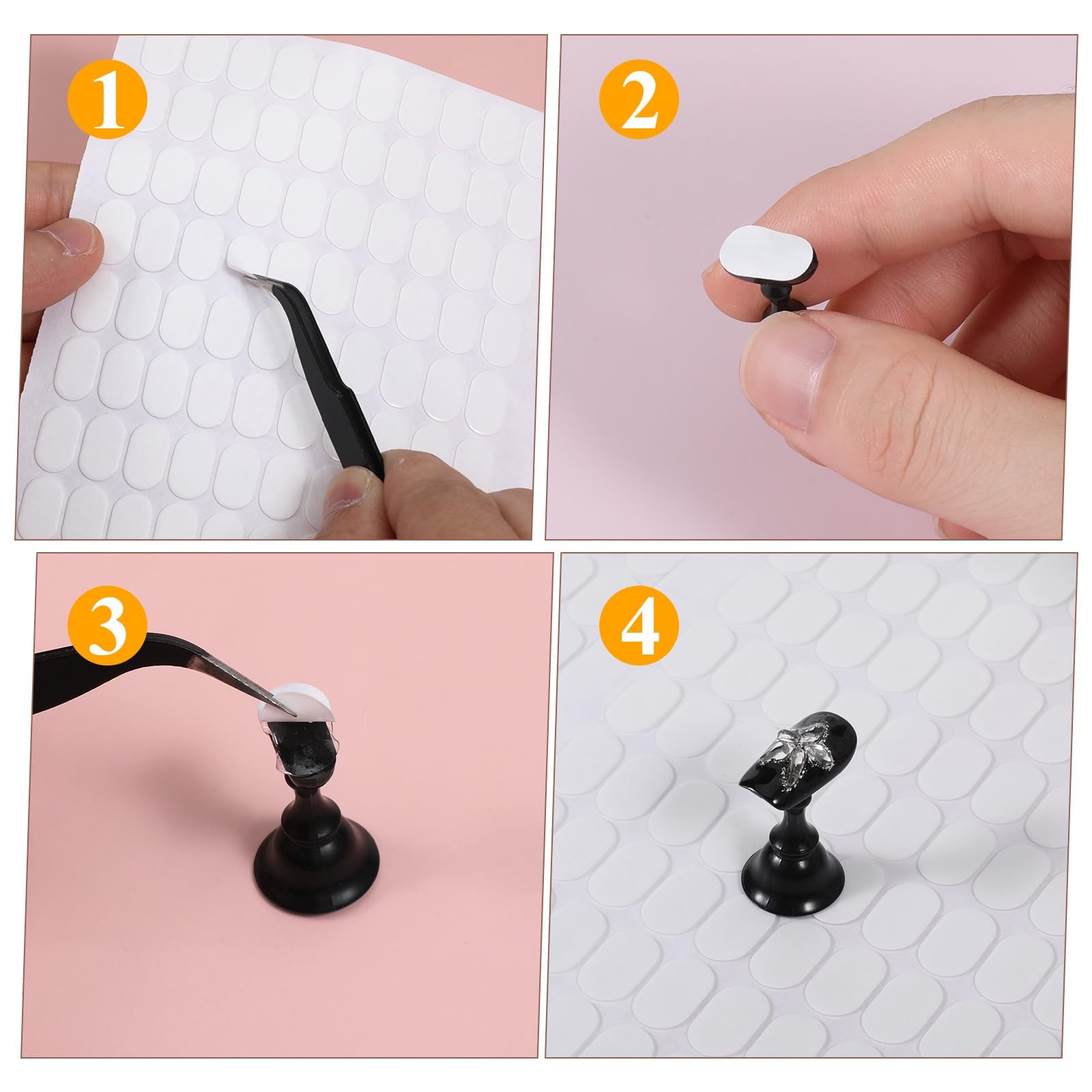 1200 Pcs Double Sided Adhesive Nail Tabs Strips for Press On Nails with Tweezer