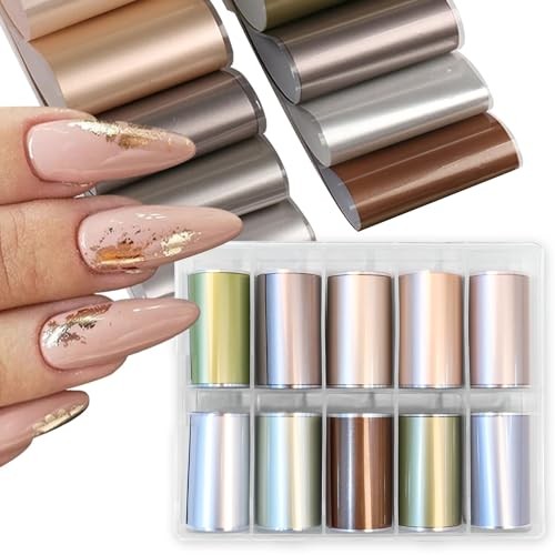 JCAKES 1 Box Iridescent Cellophane Nail Foil Glass Broken Sheets Aurora Glass