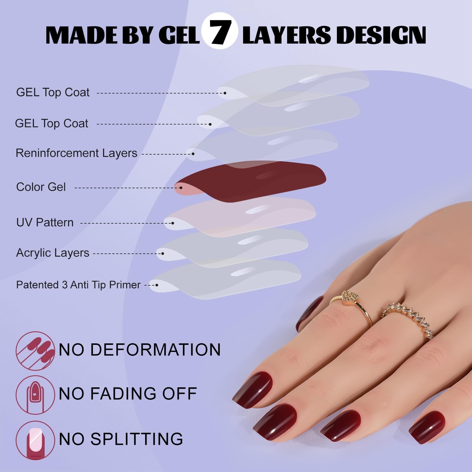 Press On Nails Short – Jofay Fashion Acrylic Short, 01.Wine Red