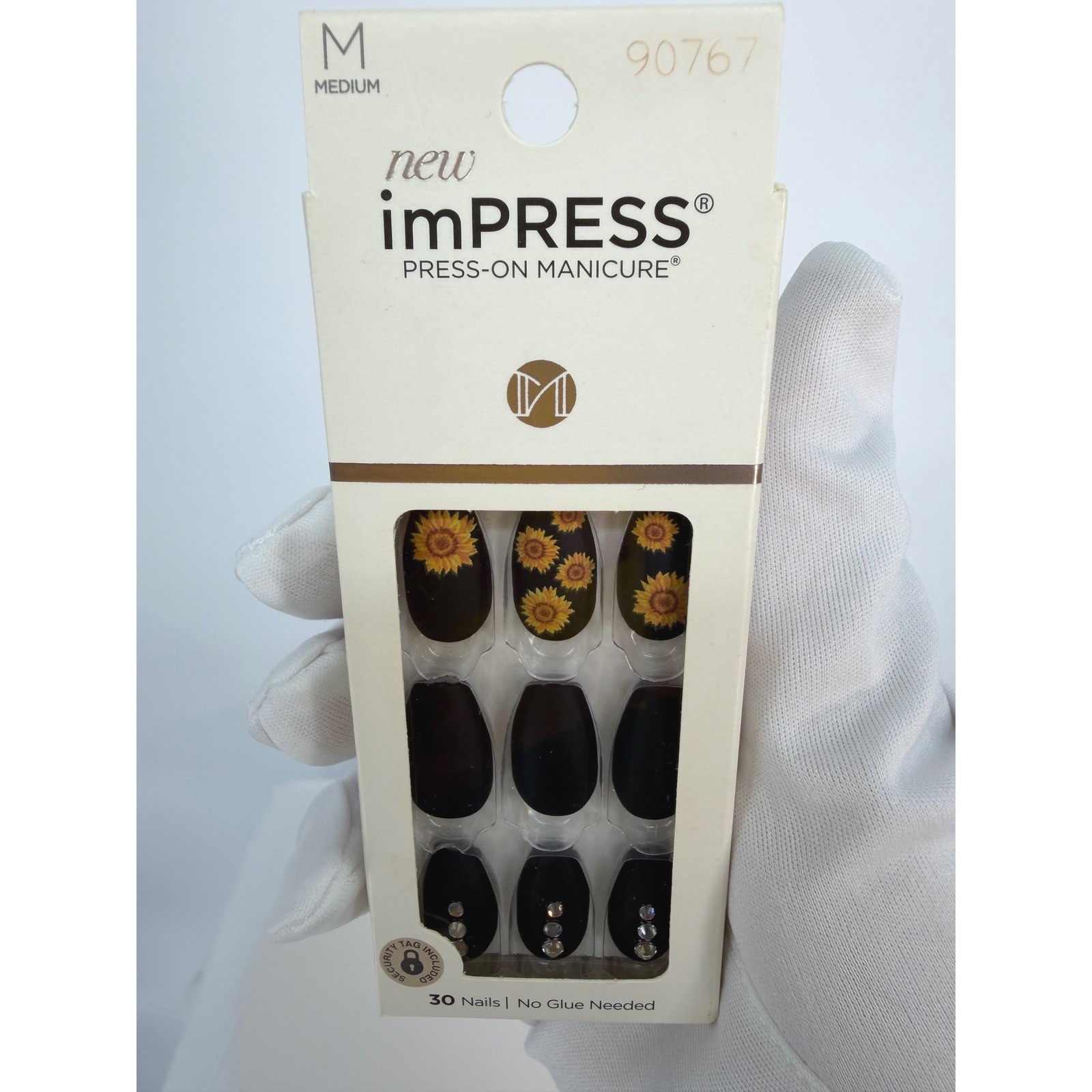 imPRESS Press On Med Nails 30 Count Festival Night Sunflower Rhinestones 93-53
