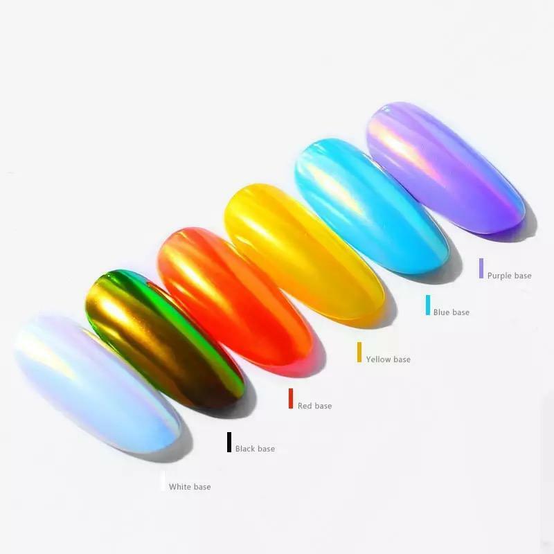 9 Colours UNICORN AURORA NAIL CHROME POWDER Rainbow Mirror Mermaid Chameleon UK