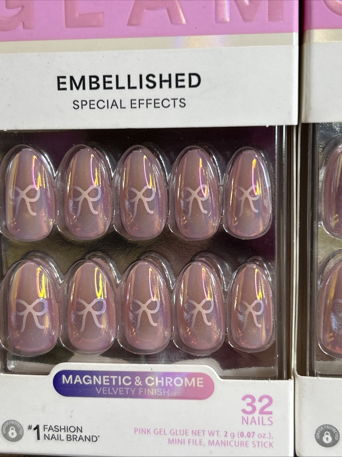 KISS Glam False Nails, Spring Collection, Crystal Pop Medium Almond Lot Of 2
