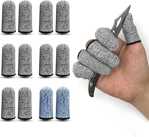12Pcs Finger Cots Cut Resistant Fingertips Sleeves for Kitchen Work Sculpture