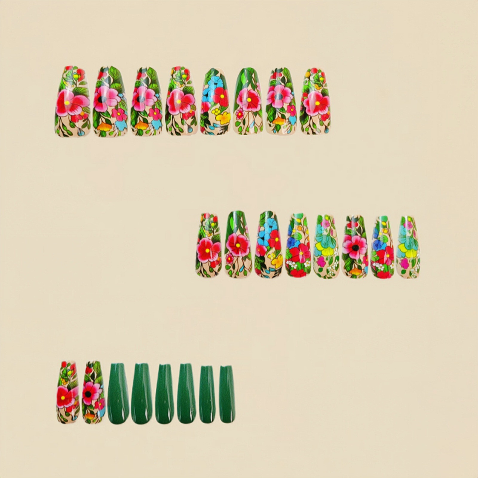 4 set （24Pcs/set ）Flowers False Nail Art Full Cover Artificial Fake Nails