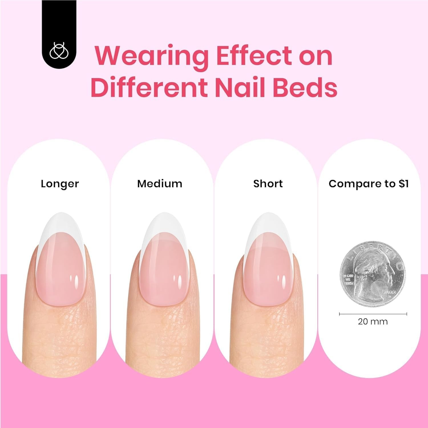 Beetles All-in-One Gel Nail Kit: 224 French Almond Press On Nails & Mini Lamp