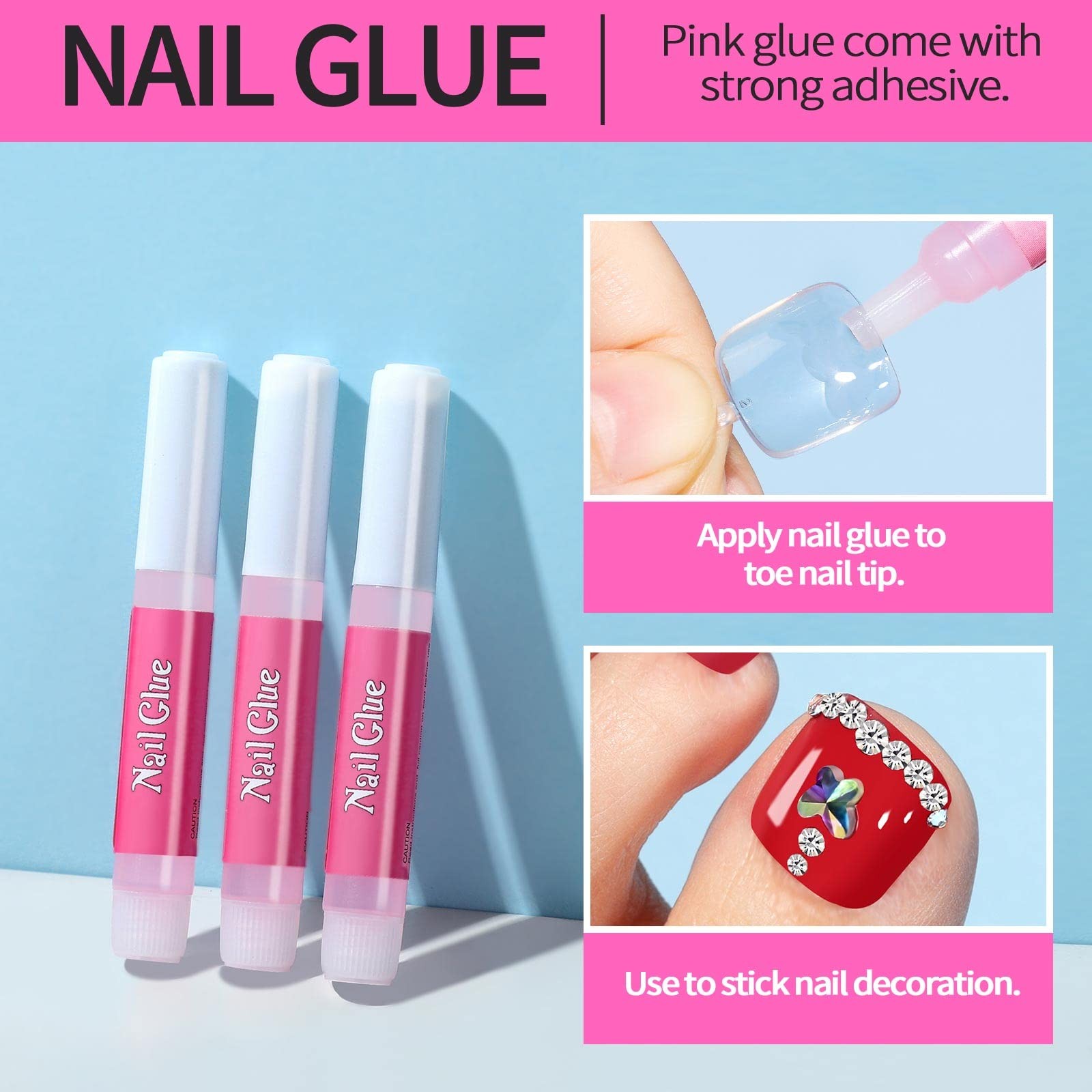 Teenitor Press On Toenail Tips with Glue, Clear 0 Fl Oz (Pack of 120),